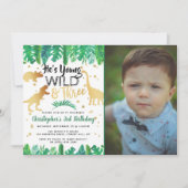 Invitation Young Wild & Three Dinosaur Boy 3ème anniversaire  (Devant)