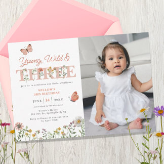 Invitation Young Wild & Three Fleur sauvage 3e anniversaire I