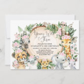 Invitation Young Wild & Three Floral Girl Jungle 3e anniversa (Devant)