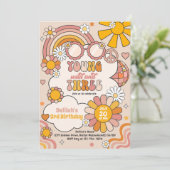 Invitation Young Wild & Three Flower Power Rainbow Anniversai (Debout devant)