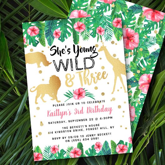 Invitation Young Wild & Three Girls 3e anniversaire Invitatio