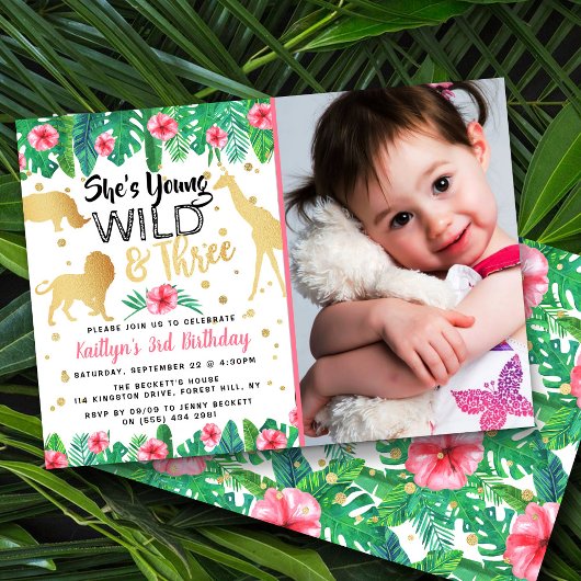 Invitation Young Wild & Three Girls 3e anniversaire Invitatio