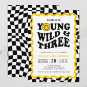 Invitation Young Wild & Three | Joyeux Anniversaire Garçon 3  (Devant / Derrière)