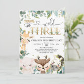 Invitation Young Wild & Three Party Animals Boy 3rd Birthday (Debout devant)