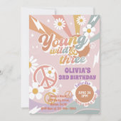 Invitation Young Wild Three Peach Love Party 3e anniversaire (Devant)