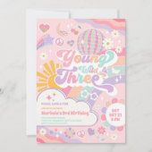 Invitation Young Wild & Three Rainbow Disco Sun 3rd Birthday  (Devant)