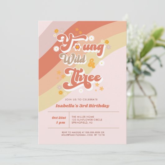 Invitation Young Wild & Three Retro 3e anniversaire (Debout devant)