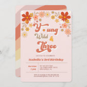 Invitation Young Wild & Three Retro 3e anniversaire (Devant / Derrière)