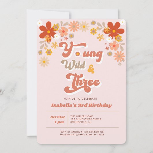 Invitation Young Wild & Three Retro 3e anniversaire (Devant)