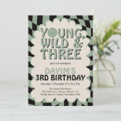 Invitation Young Wild & Three Retro 3e Anniversaire (Debout devant)