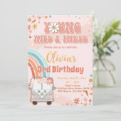 Invitation Young Wild Three Retro Rainbow 3e anniversaire (Debout devant)