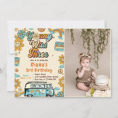 Invitation Young Wild Three Retro Rainbow 3e anniversaire (Devant)