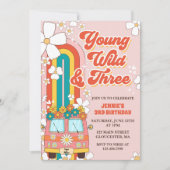 Invitation Young Wild Three Retro Rainbow 3e anniversaire (Devant)