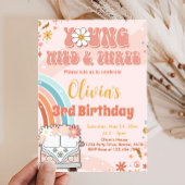 Invitation Young Wild Three Retro Rainbow 3e anniversaire