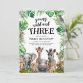 Invitation Young Wild & Three Safari 3e fête d'anniversaire (Debout devant)