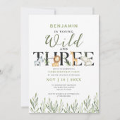 Invitation Young Wild & Three Safari Boy 3e fête d'anniversai (Devant)