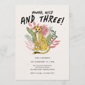 Invitation Young Wild Three Safari Kids Birthday Party (Devant)