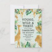 Invitation Young Wild Three Safari Pastel Vert 3e anniversair (Devant)