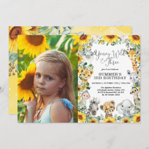 Invitation Young Wild & Three Sunflower Safari 3e anniversair
