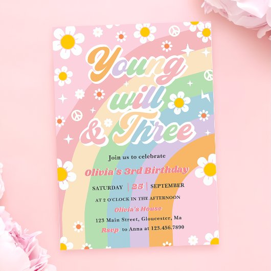 Invitation Young Wild Three Super Daisy Rainbow 3e anniversai