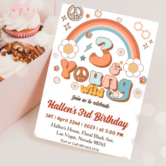 Invitation Young Wild & Three Super Rainbow 3e anniversaire