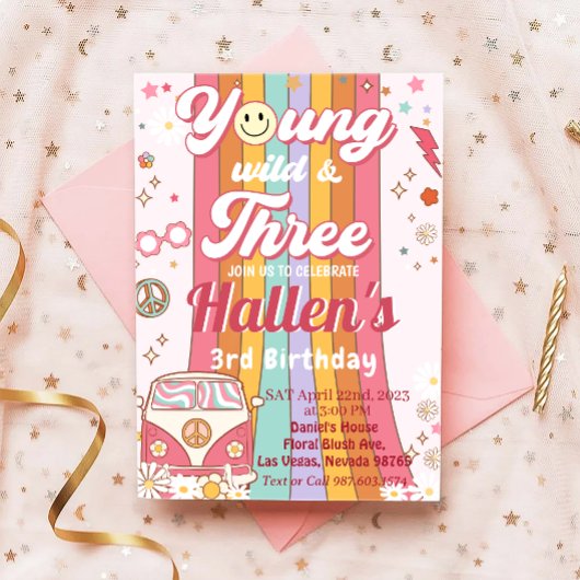 Invitation Young Wild & Three Super Rainbow 3e anniversaire