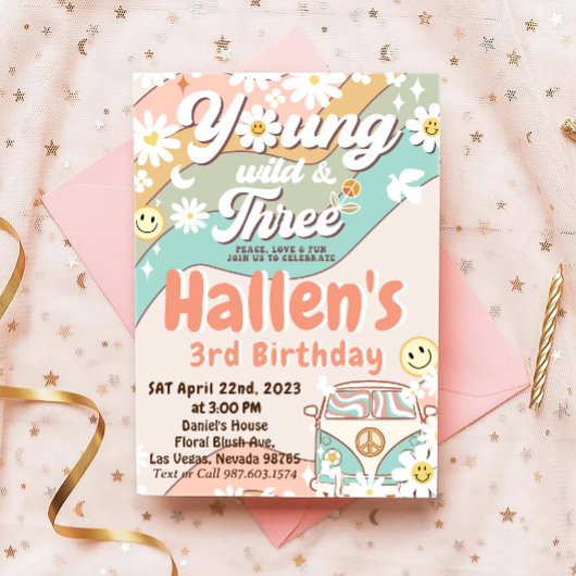 Invitation Young Wild & Three Super Rainbow 3e anniversaire