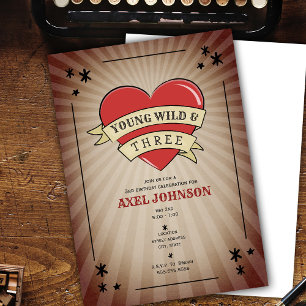 Invitation Young Wild & Three Tattoo Heart Troisième Annivers