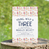 Invitation Young, Wild & Three Tribal Boho Arrow 3e anniversa