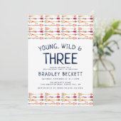 Invitation Young, Wild & Three Tribal Boho Arrow 3e anniversa (Debout devant)