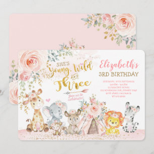 Invitation Young Wild & Three Tribal Jungle Girl 3e anniversa
