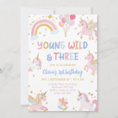 Invitation Young Wild & Three Unicorn 3e Anniversaire (Devant)