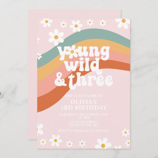 Invitation Young Wild Trois marguerite Super arc-en-ciel 3e a (Devant / Derrière)