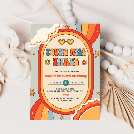 Invitation Young Will Trois Super Retro Rainbow Anniversaire