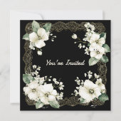 Invitation You're Invited White and Gold Floral Frame (Devant)