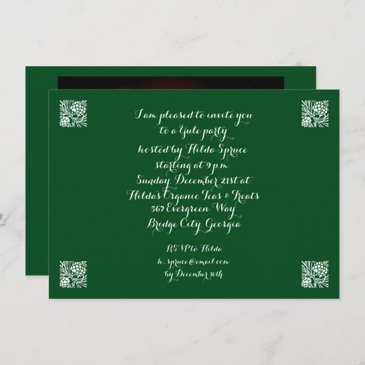 Invitation Yule bougies hiver Solstice sorcière Wiccan Pagan (Devant / Derrière)