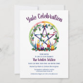 Invitation Yule Festival Pentacle Star Winter Solstice Wicca (Devant)