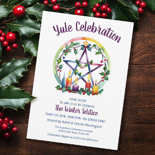 Invitation Yule Pentacle Festif Étoile Solstice d'Hiver Wicca