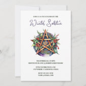 Invitation Yule Solstice d'Hiver Houx Pentacle Païen Wicca (Devant)