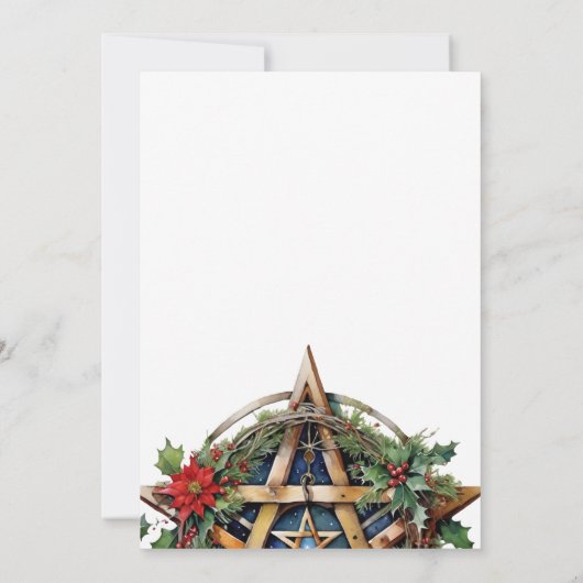 Invitation Yule Solstice d'Hiver Pentacle de Houx Païen Wicca (Dos)