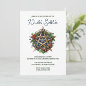 Invitation Yule Solstice d'Hiver Pentacle Holly Païen Wicca (Debout devant)