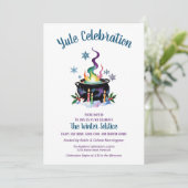 Invitation Yule Winter Solstice Sorcière Cauldron Holly Snow (Debout devant)