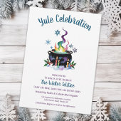 Invitation Yule Winter Solstice Sorcière Cauldron Holly Snow