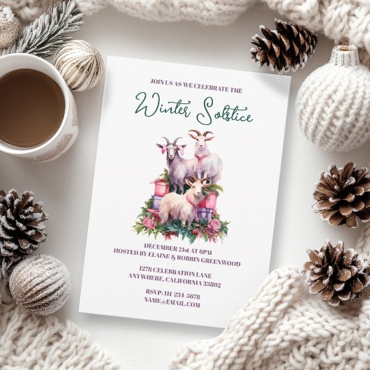 Invitation Yule Winter Solstice Vacances Chèvres Pagan Wicca