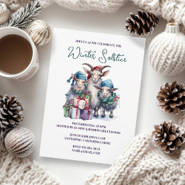 Invitation Yule Winter Solstice Vacances Chèvres Pagan Wicca