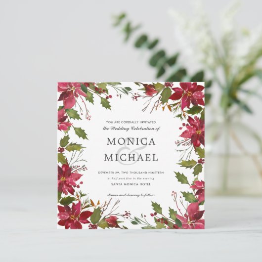 Invitation Yuletide | Mariage de Noël d'hiver botanique (Debout devant)