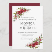 Invitation Yuletide | Noël hiver Floral Corner Mariage (Devant / Derrière)