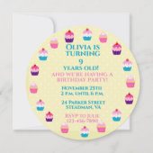 Invitation Yummy Cupcakes Round Anniversaire de enfant Party (Devant)