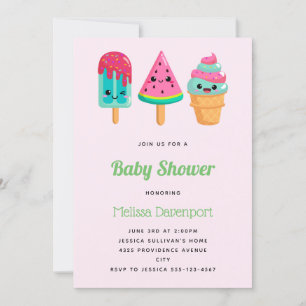 Invitation Yummy Ice Cream Trio Summer Vibe Baby shower
