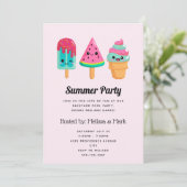 Invitation Yummy Ice Cream Trio Summer Vibe Party (Debout devant)